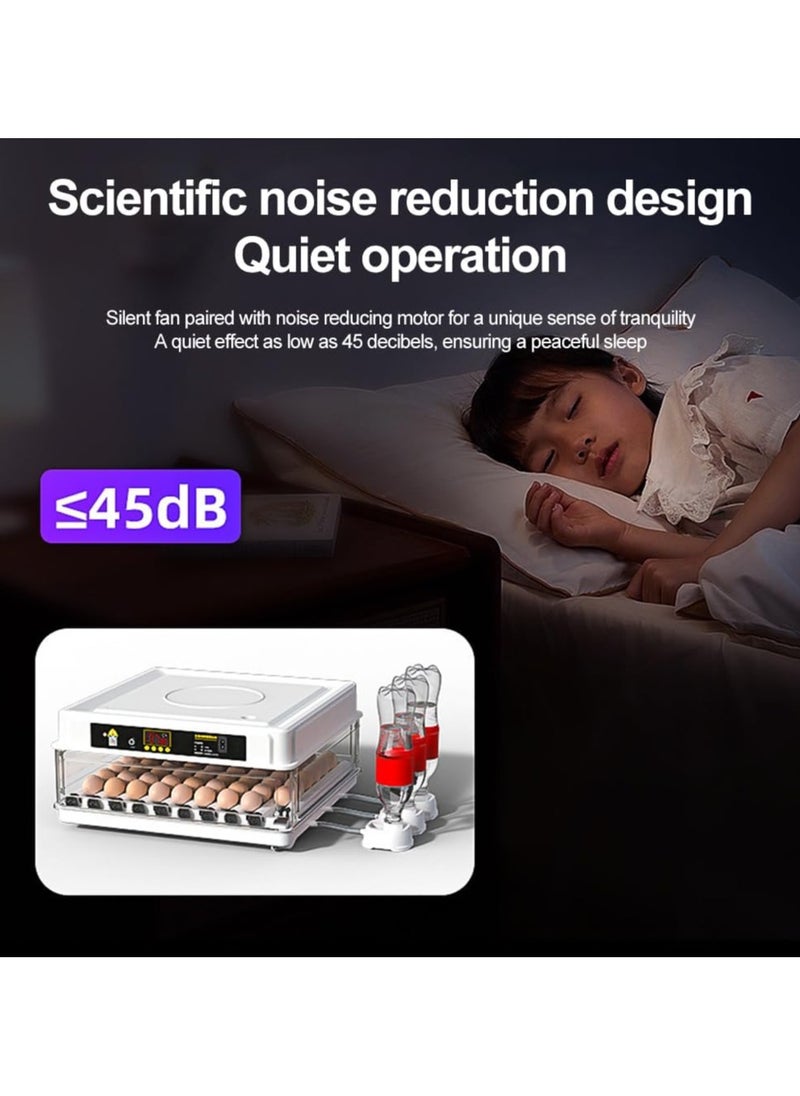 Egg Incubator,Small Household Digital Automatic Incubators for Hatching Parrot/Birds/Chickens/Ducks/Quails and Goose,Built-in Led Candler (24 eggs)