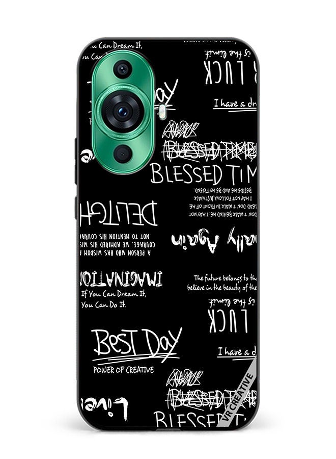 VR CREATIVE Protective Case Cover For Huawei nova 11 Pro Allography And Lettering Black Design Multicolour - Image 1