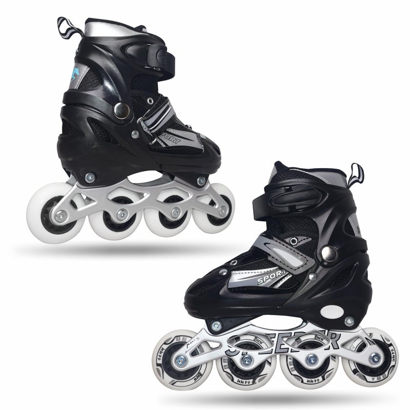 GURU Inline Skates, Inline Skates 4 Wheels 64mm for Kids & Adults Medium Size in-line Skates - Size 34-37 Euro (Black) - Image 5