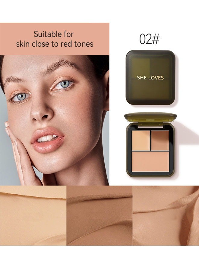 شيلافز هازي ثلاثي الألوان المخفي مستحضرات التجميل كريم 02 كلاسيك ، ثلاثة في واحد لون المكياج تصحيح المخفي كفاف وتسليط الضوء على تأثير كريم ، المخفي الظلام دائرة حب الشباب ، مزيج مثالي من الأساس - Image 1