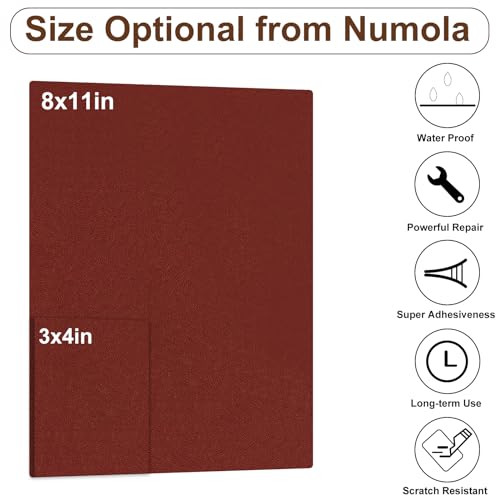 Numola Leather Repair Patch 8×11 inch Self-Adhesive Leather Repair Tape, Scratch/Holes Vinyl Repair Kit for Couch, Car Seat, Sofas, DIY Furniture Upholstery, Chair, Jackets, First-aid (Dark Red) - Image 2