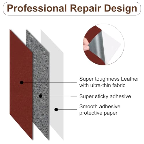 Numola Leather Repair Patch 8×11 inch Self-Adhesive Leather Repair Tape, Scratch/Holes Vinyl Repair Kit for Couch, Car Seat, Sofas, DIY Furniture Upholstery, Chair, Jackets, First-aid (Dark Red) - Image 3