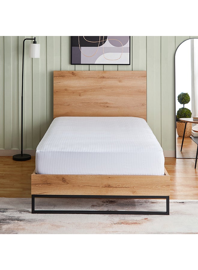 Home Box Hamilton Stripe Satin Cotton Single Fitted Sheet 200 x 30 x 90 cm Brown - Image 2