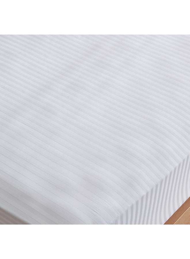 Home Box Hamilton Stripe Satin Cotton Single Fitted Sheet 200 x 30 x 90 cm Brown - Image 4