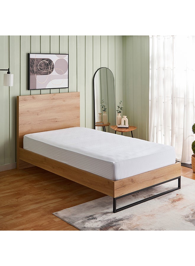 Home Box Hamilton Stripe Satin Cotton Single Fitted Sheet 200 x 30 x 90 cm Brown - Image 1