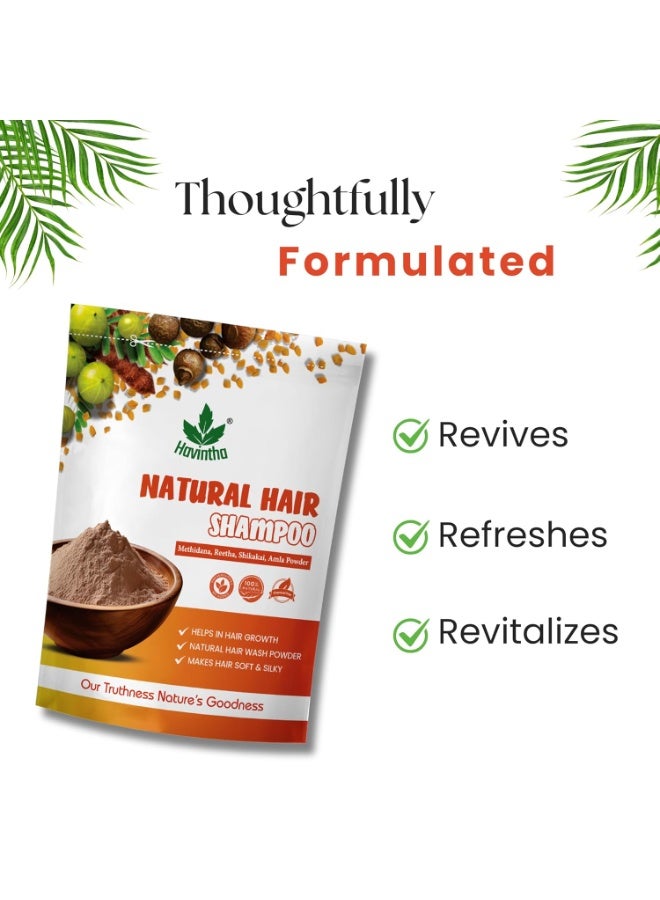 Havintha Natural Hair Shampoo With Herbal Amla Reetha Shikakai And Methi Dana Powder For Men & Women, Totally Organic | Paraben And Sulphate Free Shampoo - 227gm (Pack of 1) - Image 3