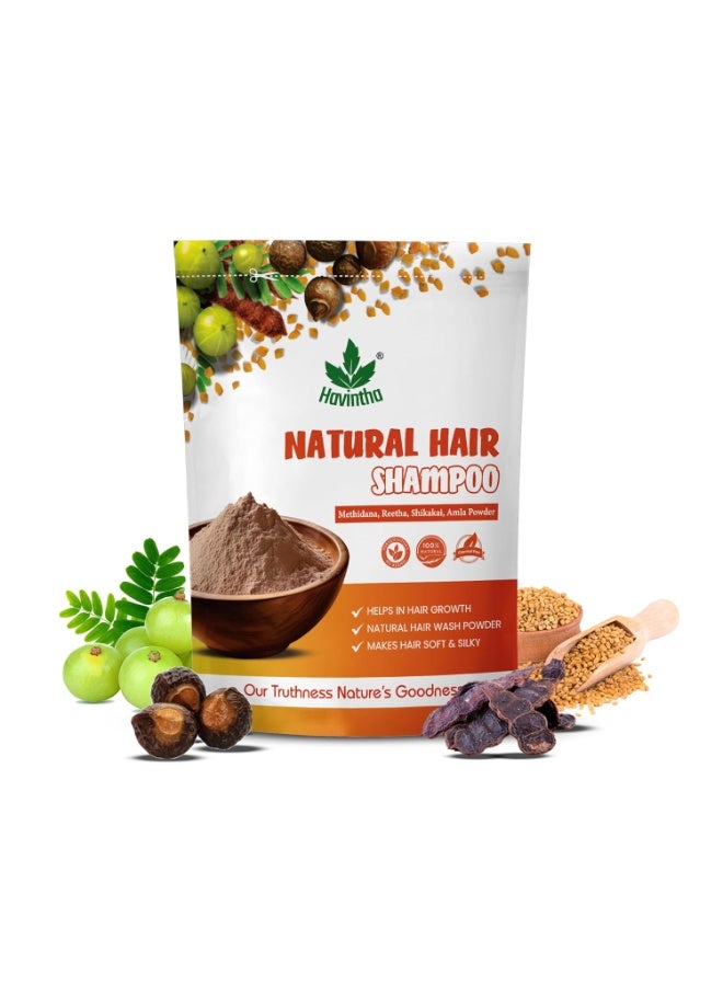 Havintha Natural Hair Shampoo With Herbal Amla Reetha Shikakai And Methi Dana Powder For Men & Women, Totally Organic | Paraben And Sulphate Free Shampoo - 227gm (Pack of 1) - Image 1