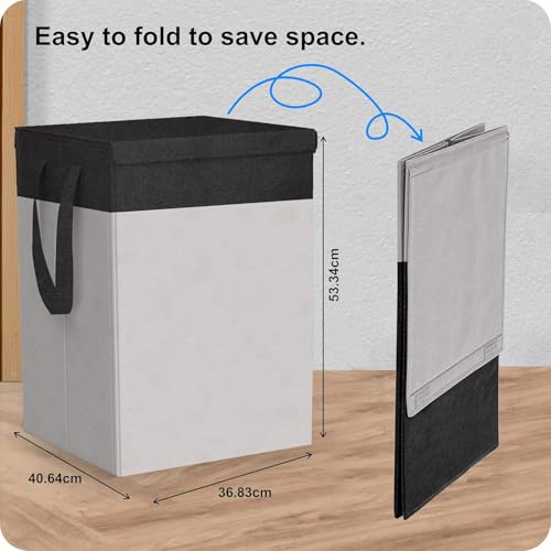 LAXIS® 75L Laundry Bag for Clothes with Lid, Large Dirty Clothes Laundry Basket & Cloth Storage Bin, Used Clothes Organizer, Multipurpose Laundry Basket for Bedroom & Bathroom - Grey - Image 2