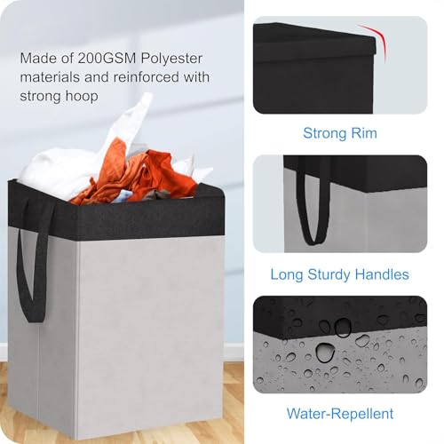 LAXIS® 75L Laundry Bag for Clothes with Lid, Large Dirty Clothes Laundry Basket & Cloth Storage Bin, Used Clothes Organizer, Multipurpose Laundry Basket for Bedroom & Bathroom - Grey - Image 4