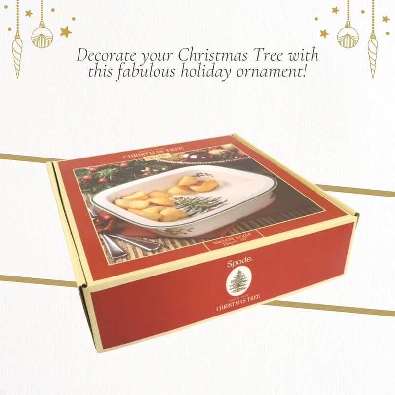 Spode Christmas Tree 10 Square Baker  Porcelain Baking Dish for Lasagna Casserole Holiday Desserts  Oven to Table Bakeware  Dishwasher Safe  Festive Holiday Serveware for Christmas Table - Image 5
