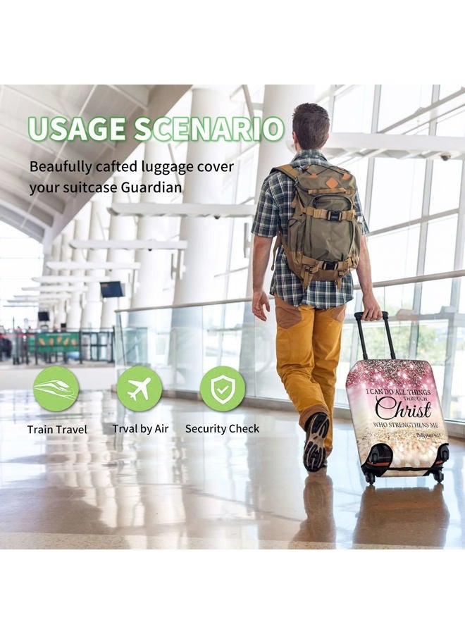 FUYOCWE Luggage Covers for Suitcase TSA Approved,Elastic Washable Suitcase Cover Protector, I can do all things through christ Luggage Cover Sleeve Wrap for 26/ 27/28/29 Inches Suitcase Travel Accessories, I - Image 3
