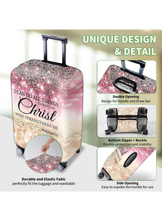 FUYOCWE Luggage Covers for Suitcase TSA Approved,Elastic Washable Suitcase Cover Protector, I can do all things through christ Luggage Cover Sleeve Wrap for 26/ 27/28/29 Inches Suitcase Travel Accessories, I - Image 2