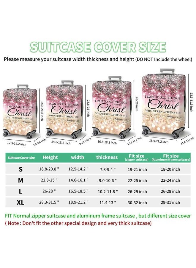 FUYOCWE Luggage Covers for Suitcase TSA Approved,Elastic Washable Suitcase Cover Protector, I can do all things through christ Luggage Cover Sleeve Wrap for 26/ 27/28/29 Inches Suitcase Travel Accessories, I - Image 4