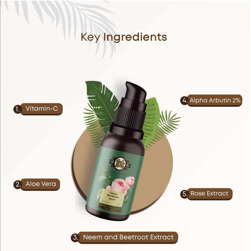 Cleanse Ayurveda Skin Radiance Face Serum with Aloe Vera Turmeric  Neem Extract 50ml Light Weight  NonGreasy for Healthy Glowing Skin Reduce Dark Spots Restores  Renew Skin for All Skin Type