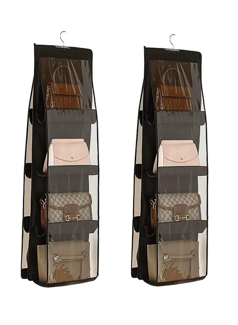 Hanging Handbag Organizer Dust Proof Storage Holder Bag Wardrobe Closet for Purse Clutch with 8 Larger Pockets for Organizing and Storing Women Handbags 2Pcs  - Image 1
