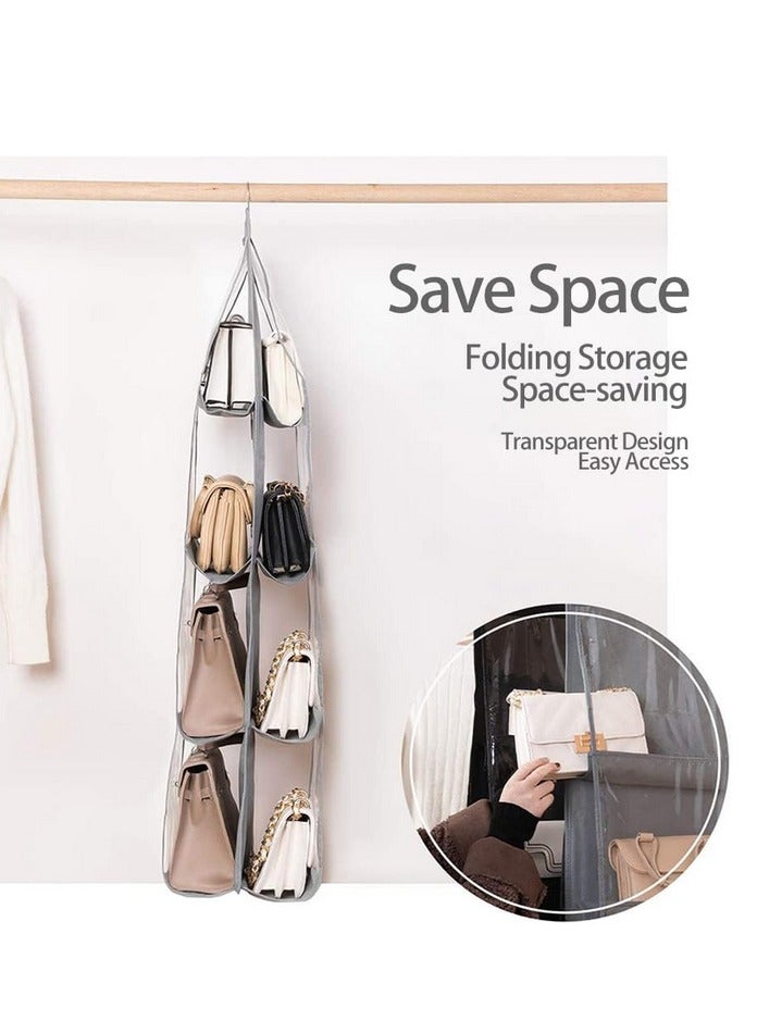Hanging Handbag Organizer Dust Proof Storage Holder Bag Wardrobe Closet for Purse Clutch with 8 Larger Pockets for Organizing and Storing Women Handbags 2Pcs  - Image 3