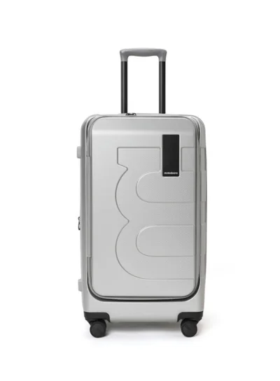 موكوبارا للتجارة ذ.م.م The Em Access Check-In Trunk Luggage Polycarbonate 8 Spinner Wheel Trolly Hardsided Suitcase With Built In Tsa Lock Travel Suitcase (Grey)