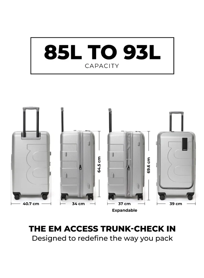 Mokobara The Em Access Check-In Trunk Luggage Polycarbonate 8 Spinner Wheel Trolly Hardsided Suitcase With Built In Tsa Lock Travel Suitcase (Grey)