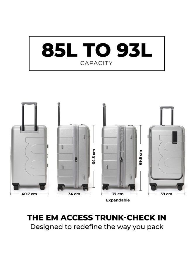 MOKOBARA The Em Access Check-In Trunk Luggage Polycarbonate 8 Spinner Wheel Trolly Hardsided Suitcase With Built In Tsa Lock Travel Suitcase (Grey)