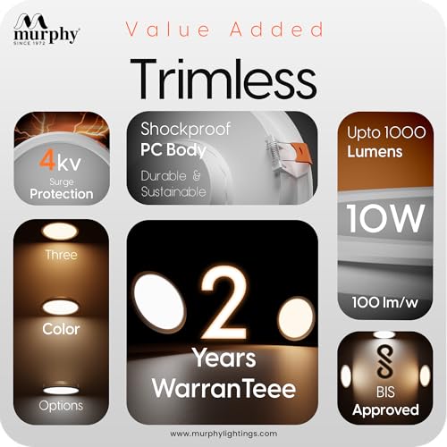 Murphy Trimless Round LED Panel Light – 10W Cool White | Glare-Free, Recessed Ceiling Downlight for Home & Commercial – Pack of 8 - Image 3