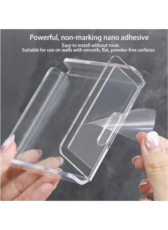 Acrylic Small Wall Shelf Set of 2 for Security Cameras, Speakers, Baby Monitors, Floating Shelves Easy to Install No Drill (Clear)