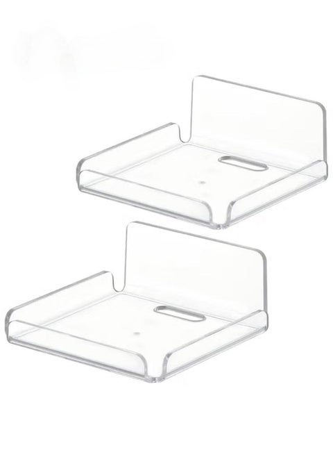 Acrylic Small Wall Shelf Set of 2 for Security Cameras, Speakers, Baby Monitors, Floating Shelves Easy to Install No Drill (Clear)