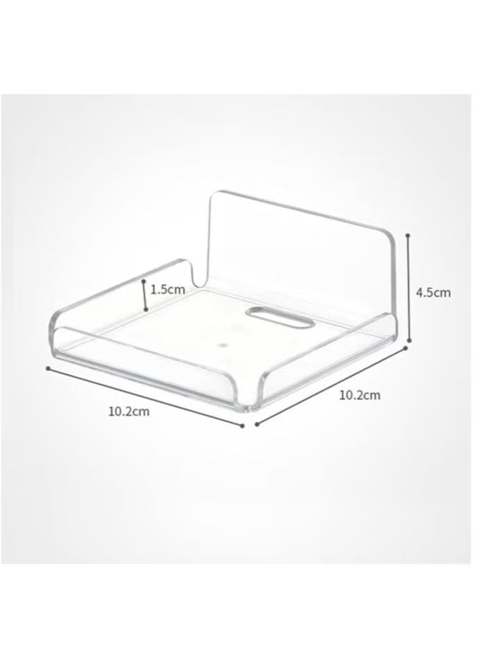 Acrylic Small Wall Shelf Set of 2 for Security Cameras, Speakers, Baby Monitors, Floating Shelves Easy to Install No Drill (Clear)