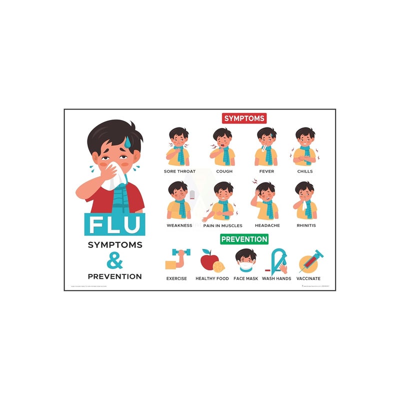 Anne Print Solutions Anne Print Solutions Flu symptoms prevention Posters For Hospital Posters Nursing Home Posters Clinic Posters Pack Of 1 Pcs Size 13 Inch X 19 Inch Multicolor