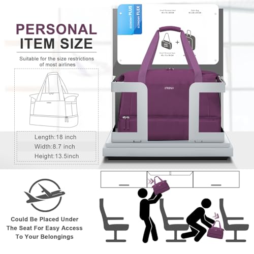 ETRONIK Gym Bag for Women, Travel Duffel Bag with USB Charging Port, Weekender Overnight Bag with Wet Pocket and Shoes Compartment for Women, Travel, Gym, Yoga (Grape Purple) - Image 3