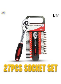 Generic 27 Pcs  1/4" inch Dr. Socket Wrench Tool Set Cr-V, for Home/Mechanic/Home I-M H-0017  - Image 1