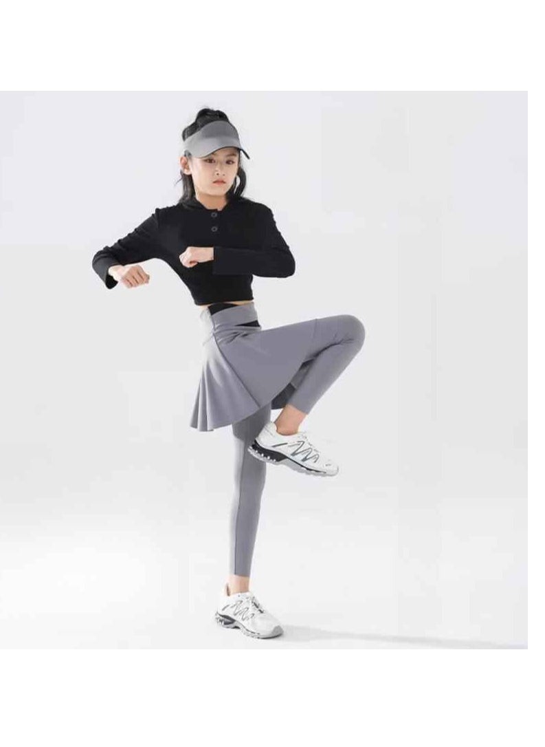 Generic - Children's Quick Drying Clothes Yoga Badminton Tennis Training Hooded Long Sleeved Sports Suit - Image 1