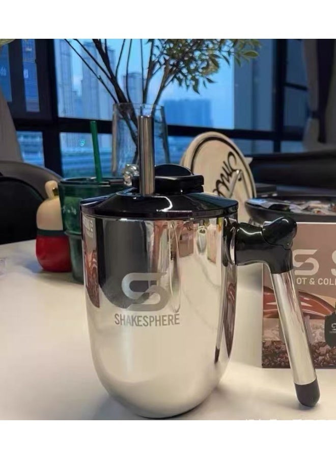 شيكسفير كوب ShakeSphere للقهوة الساخنة والباردة، تصميم جميل، مقاوم لدرجة الحرارة العالية، مع مصاصة فولاذية قابلة للتمدد - Image 2
