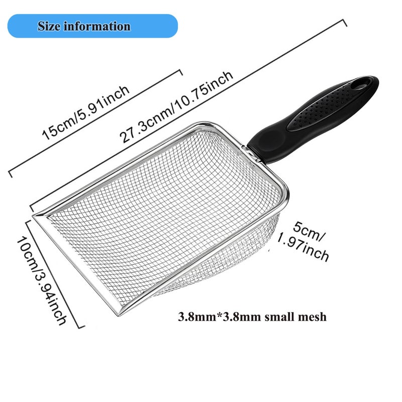 itPlus Cat Litter Scoop, Stainless Steel Cats Sturdy Mesh Scooper Kitty Litter Scoop Long Handle Scooper Shovel Sifter for All Litter Types Metal Cat Scooper for Litter Box - Image 3