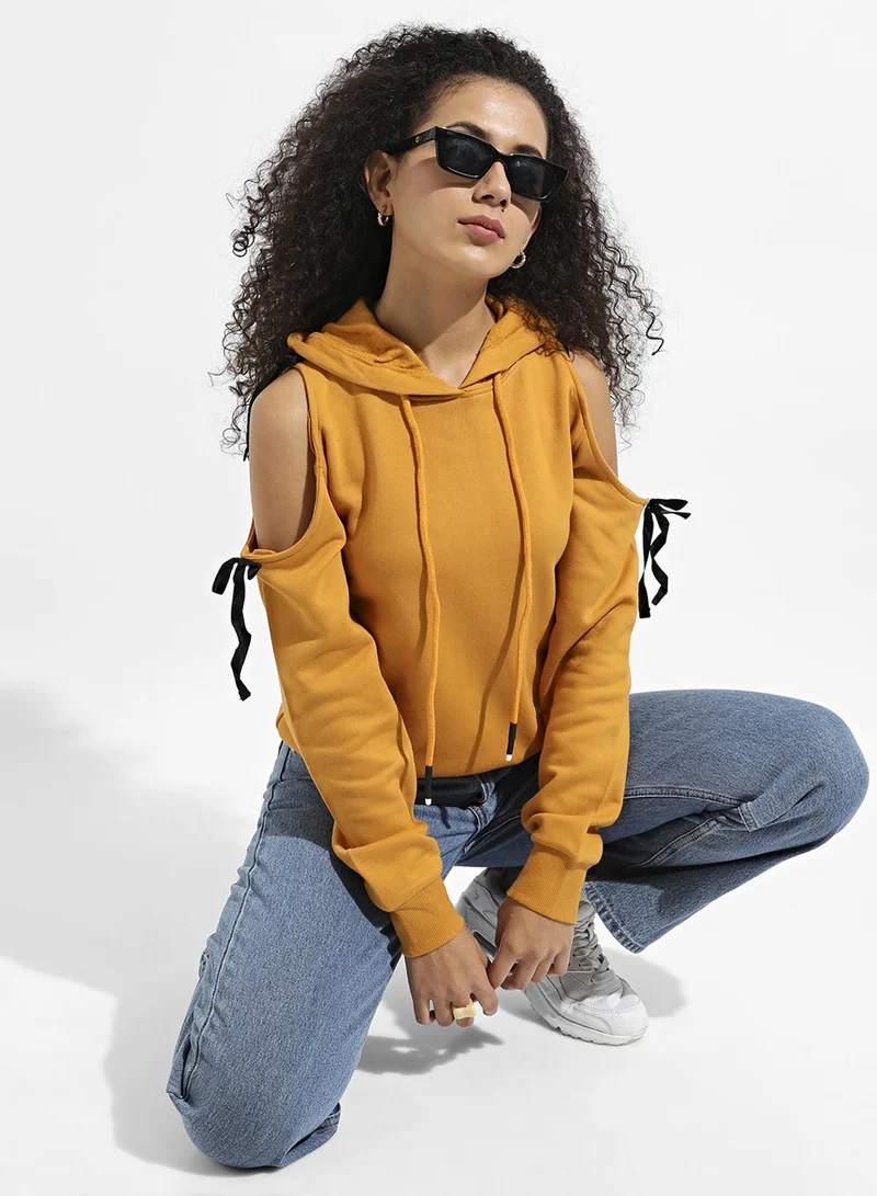 كامبوس سوترا بلوزة نسائية صفراء بكتف مكشوف للارتداء الكاجوال