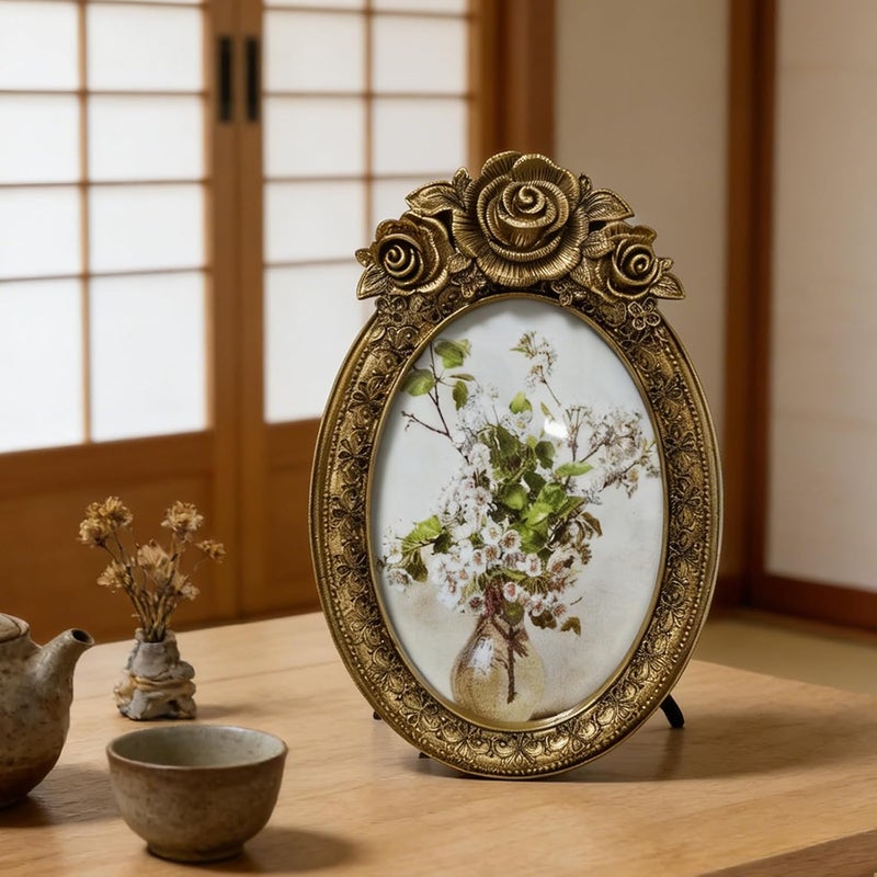 Kangnice Retro Picture Frame, Decorative Photo Antique Ornate Picture Home Decors, Old Fashioned Gallery Art Decorative - Image 4