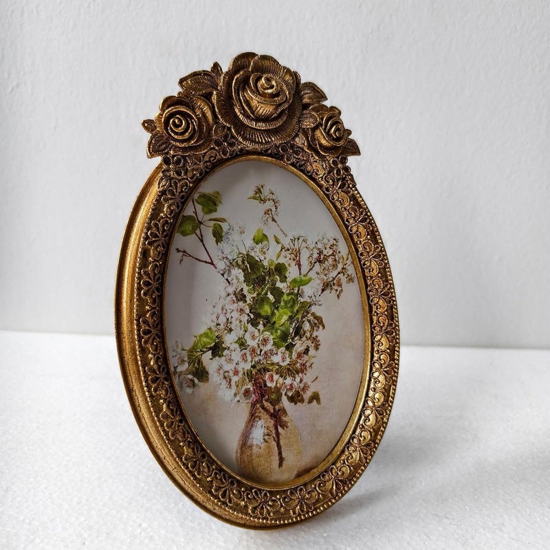 Kangnice Retro Picture Frame, Decorative Photo Antique Ornate Picture Home Decors, Old Fashioned Gallery Art Decorative - Image 5