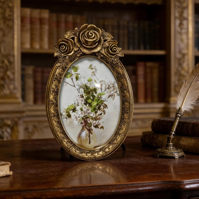 Kangnice Retro Picture Frame, Decorative Photo Antique Ornate Picture Home Decors, Old Fashioned Gallery Art Decorative - Image 2