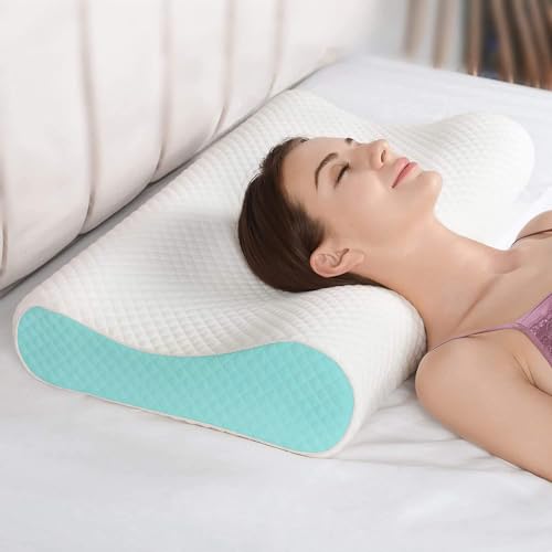 TEKCOOL Memory Foam Pillow, Contour Cervical Orthopedic Memory Foam Pillows Supports Neck Pain and Shoulder Pain for Sleeping, Ergonomic Cervical Pillow Neck Support Pillow for Side Back/ - Image 1