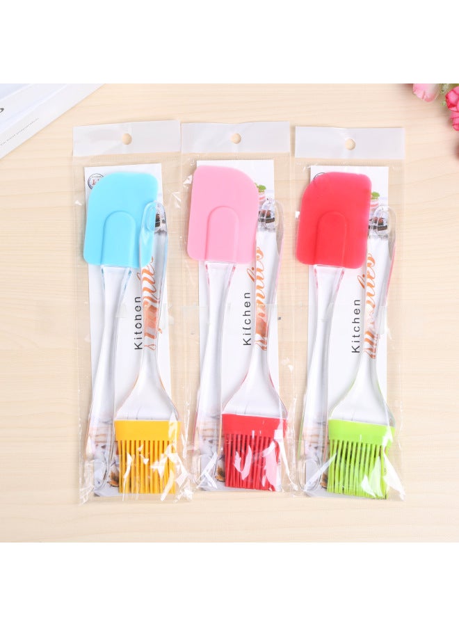 Hot Sale Direct Selling Household Kitchen Silicone Baking Suit Card Bag Baking Tools Barbecue Brush Cream Scraper Translucent-Specifications:Card Bag 2PCs Small Brush Plus Small Scraper - Image 2