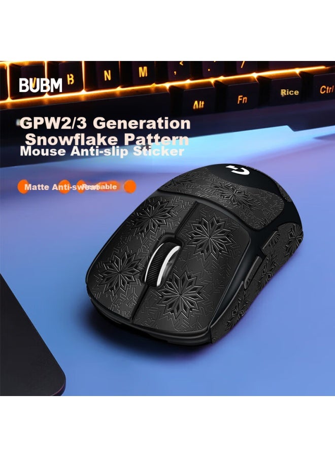 BUBM Biyoumei Mouse Anti-slip Sticker, Gpw Second And Third Generation Sweat-resistant Side Sticker, Gpw2/3 Sticker, Dog King E-sports Wireless Gaming Mouse Pad, Matte Sweat-proof, Pure Black Full Coverage - Image 1