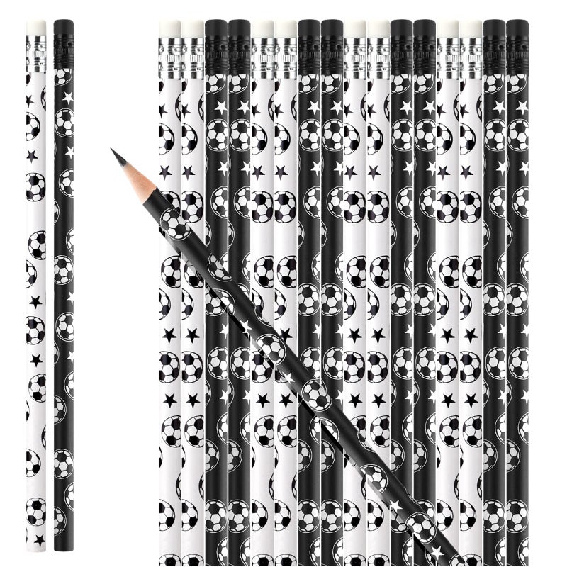 Marspark 36 Pieces Soccer Pencils with Eraser Wooden Sport Themed Pencils Football Themed Party Favors Classroom Supplies Back to School Gifts for Young Fans and Players - Image 2