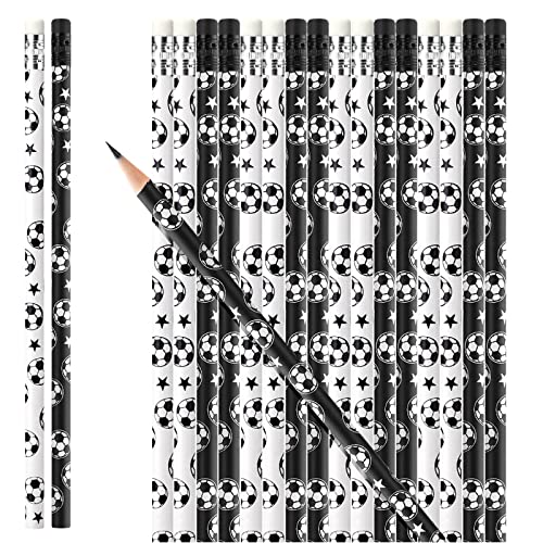 Marspark 36 Pieces Soccer Pencils with Eraser Wooden Sport Themed Pencils Football Themed Party Favors Classroom Supplies Back to School Gifts for Young Fans and Players - Image 1