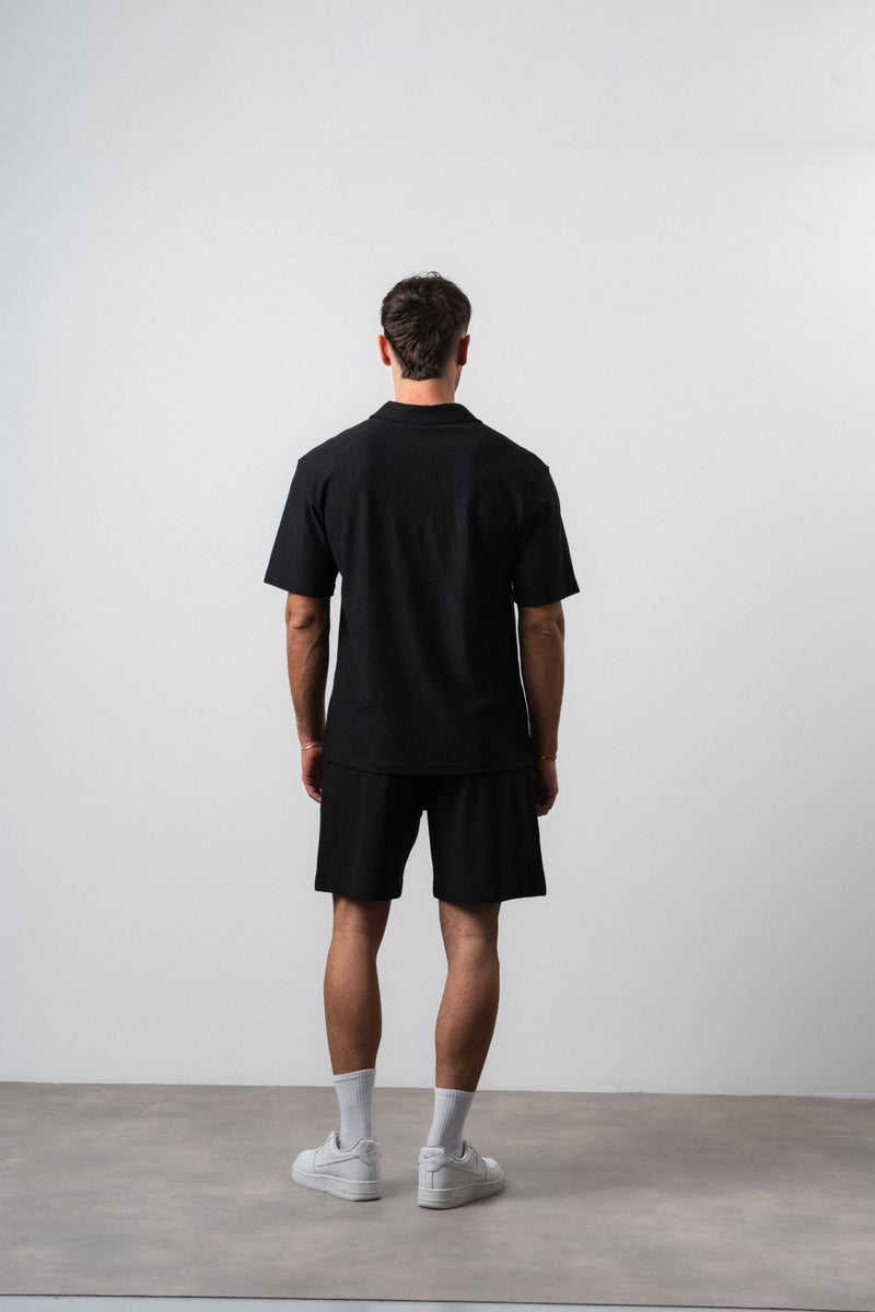 RESPIRE Men's 242 Embroidered Regular Fit T-Shirt and Shorts Set, Black - Image 5