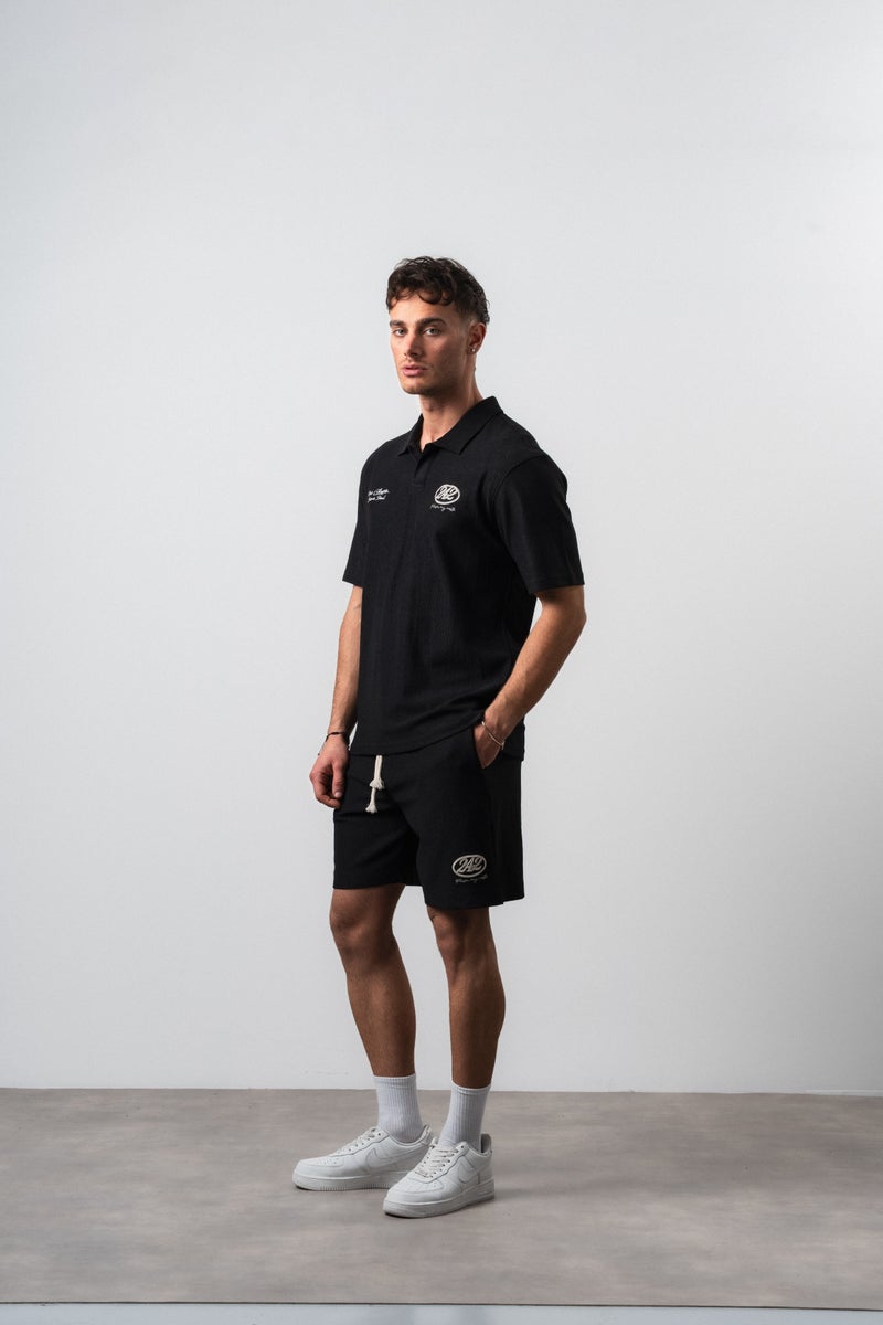 RESPIRE Men's 242 Embroidered Regular Fit T-Shirt and Shorts Set, Black - Image 4