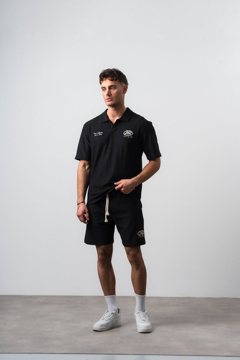 RESPIRE Men's 242 Embroidered Regular Fit T-Shirt and Shorts Set, Black - Image 3