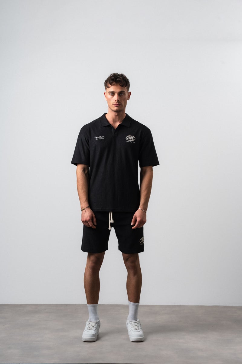 RESPIRE Men's 242 Embroidered Regular Fit T-Shirt and Shorts Set, Black - Image 2