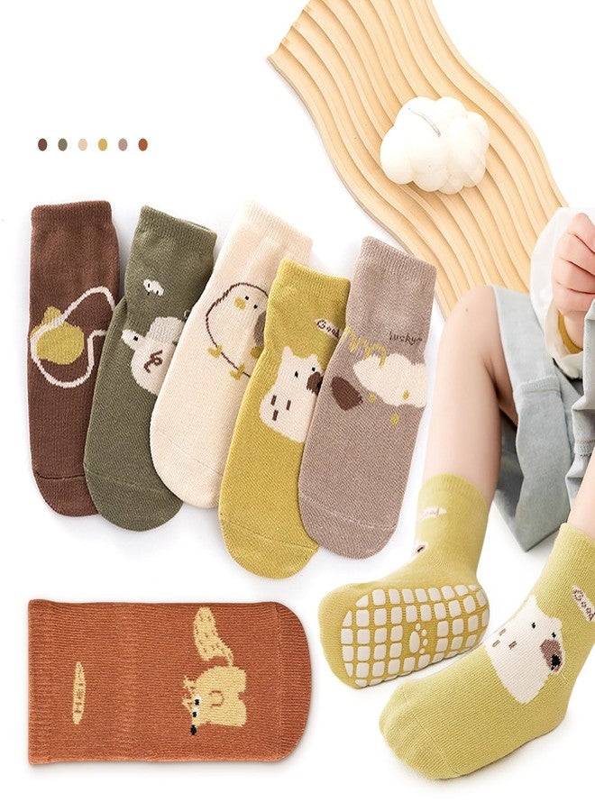 Agniphant 6 Pairs Very Durable Baby Socks Set for 1-3 Years | Pill-Resistant Non-Slip Grip Socks for Girls and Boys, Ultra-Soft Combed Cotton All-Season Socks for Kids | Class-A Healthy Material for Baby Care - Image 1