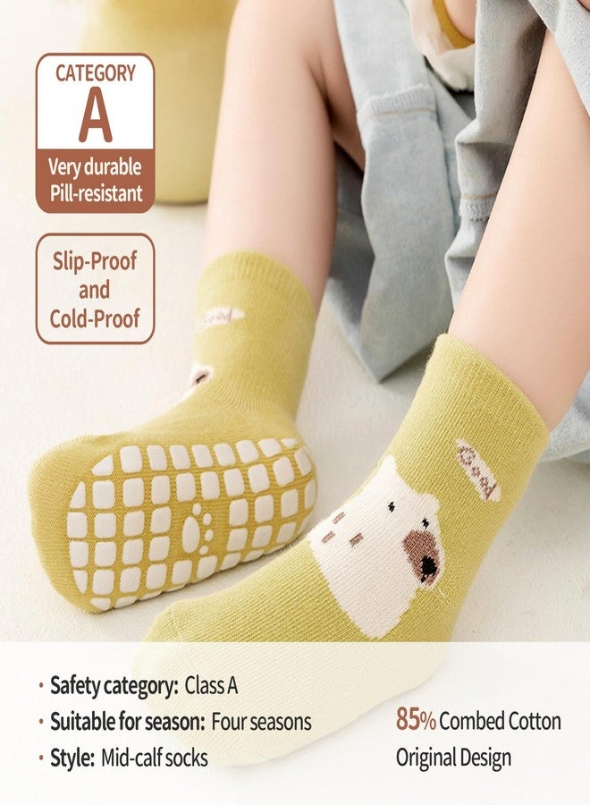 Agniphant 6 Pairs Very Durable Baby Socks Set for 1-3 Years | Pill-Resistant Non-Slip Grip Socks for Girls and Boys, Ultra-Soft Combed Cotton All-Season Socks for Kids | Class-A Healthy Material for Baby Care - Image 2