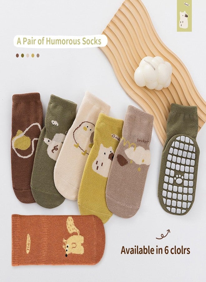 Agniphant 6 Pairs Very Durable Baby Socks Set for 1-3 Years | Pill-Resistant Non-Slip Grip Socks for Girls and Boys, Ultra-Soft Combed Cotton All-Season Socks for Kids | Class-A Healthy Material for Baby Care - Image 3