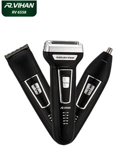 R.VIHAN 3-in-1 Multifunctional Shaver RV-6558 | Rechargeable USB Cordless Electric Hair Clipper, Beard Trimmer, Nose & Ear Hair Trimmer | Portable Wireless Grooming Kit for Men | 5V 1000mA 3W Professional Shaving & Body Hair Trimmer  - Image 1